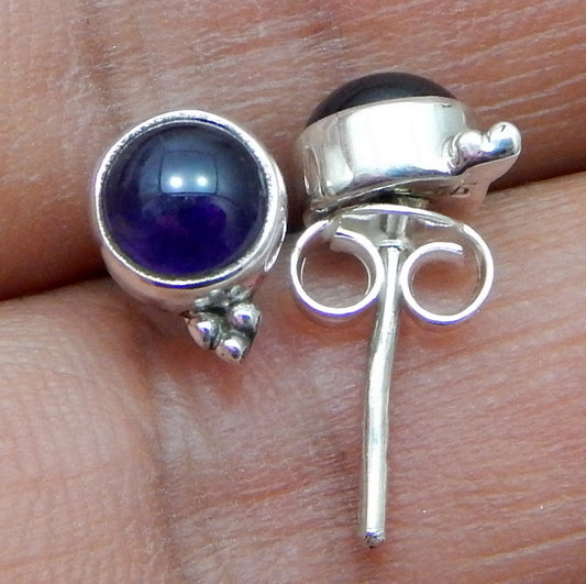 925 SOLID STERLING SILVER NATURAL BLUE SAPPHIRE GEMSTONE STUD EARRING