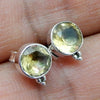 925 SOLID STERLING SILVER NATURAL LEMON QUARTZ GEMSTONE STUD EARRING