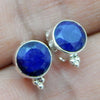 925 SOLID STERLING SILVER NATURAL BLUE SAPPHIRE GEMSTONE STUD EARRING