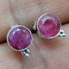 925 SOLID STERLING SILVER NATURAL RUBY GEMSTONE STUD EARRING