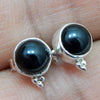 925 SOLID STERLING SILVER NATURAL BLACK ONYX GEMSTONE STUD EARRING
