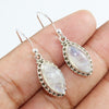 925 SOLID STERLING SILVER NATURAL RAINBOW MOONSTONE GEMSTONE HOOK EARRING