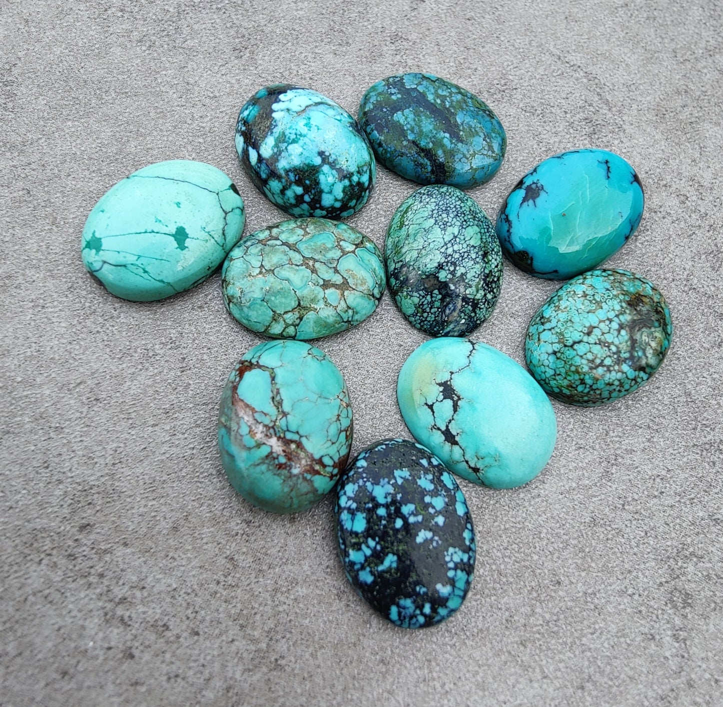 AAA+ QUALITY NATURAL TIBETAN TURQUOISE OVAL SHAPE CABOCHON FLAT BACK CALIBRATED WHOLESALE GEMSTONES, ALL SIZES AVAILABLE