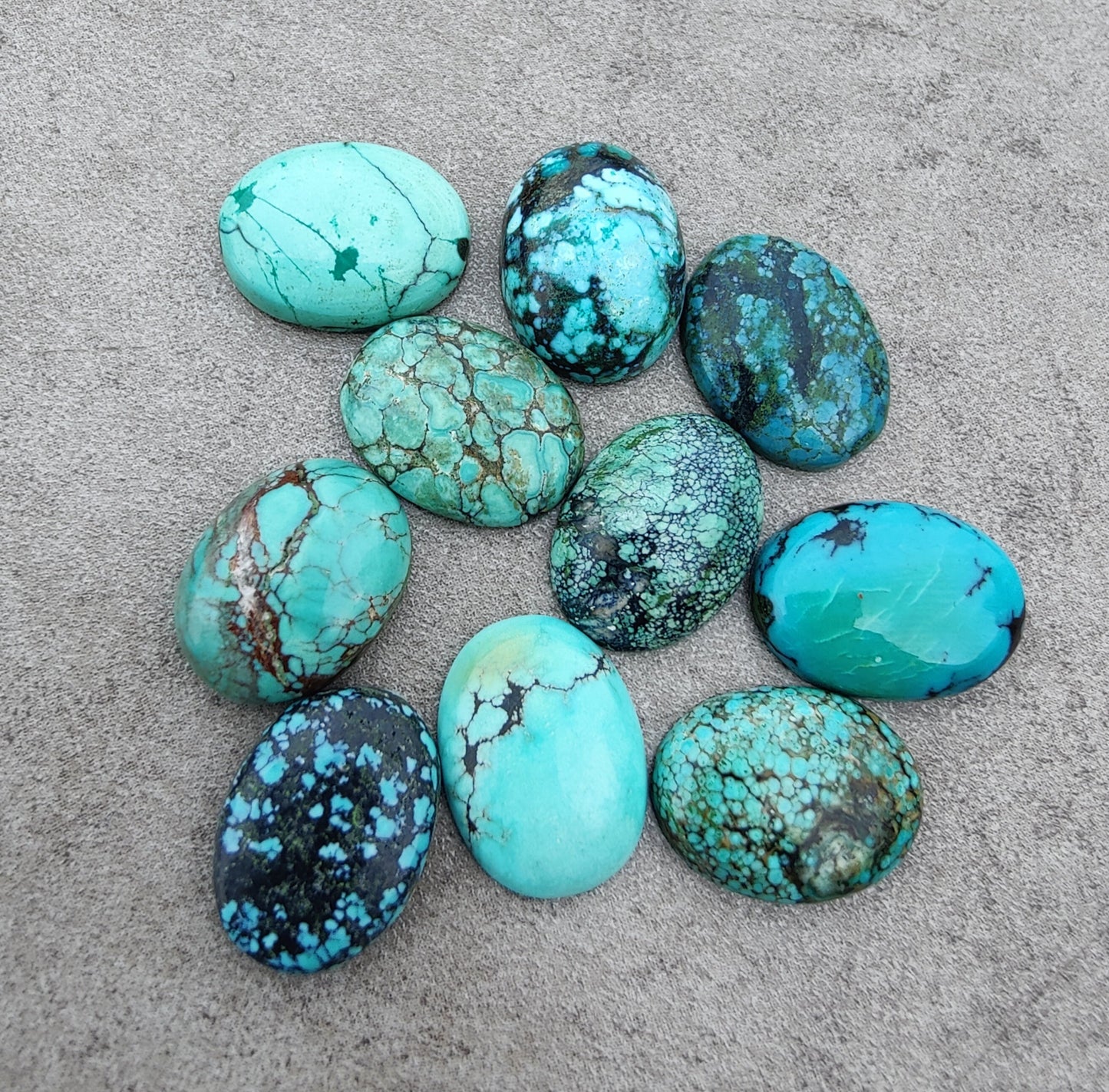 AAA+ QUALITY NATURAL TIBETAN TURQUOISE OVAL SHAPE CABOCHON FLAT BACK CALIBRATED WHOLESALE GEMSTONES, ALL SIZES AVAILABLE