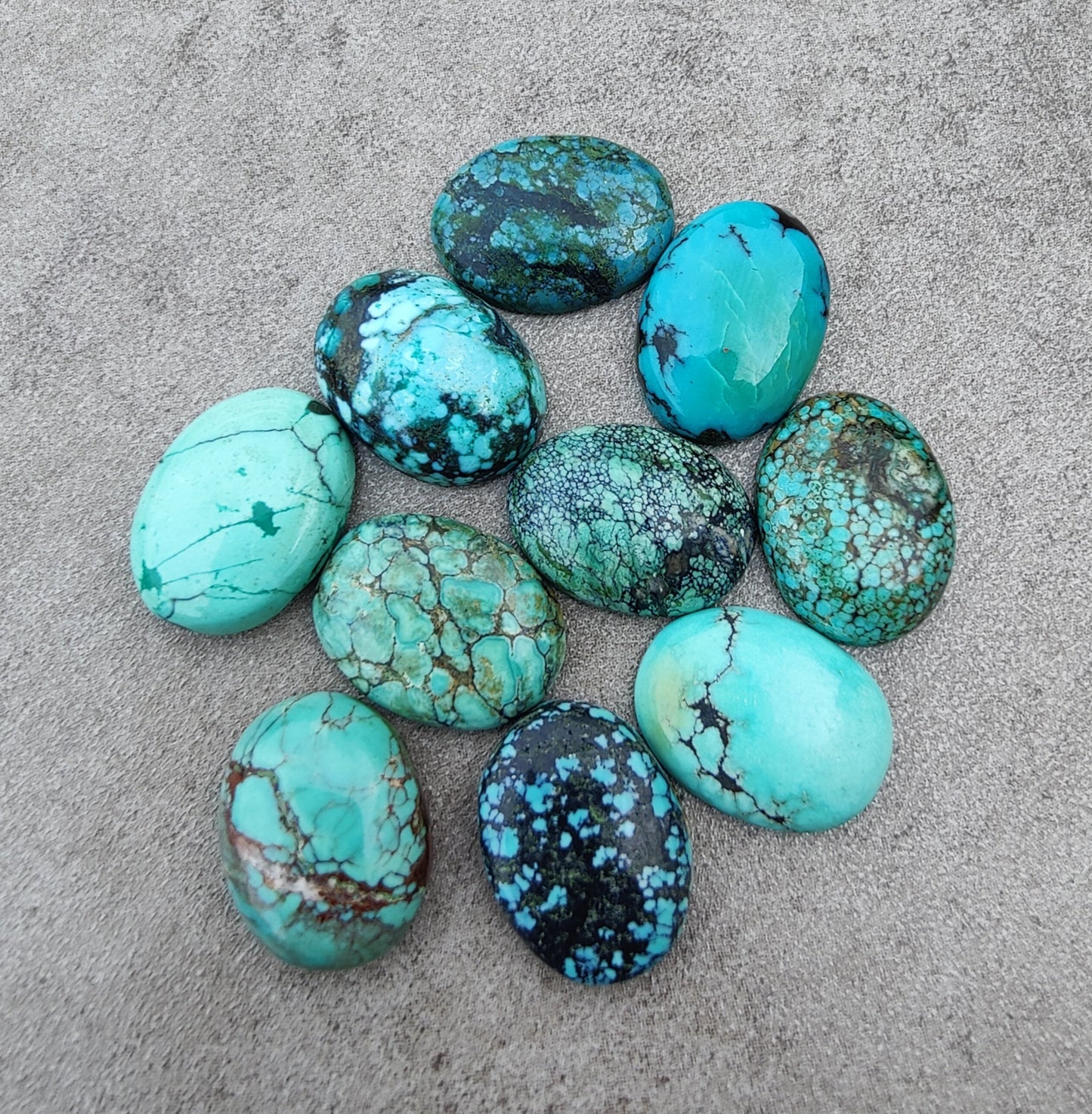 AAA+ QUALITY NATURAL TIBETAN TURQUOISE OVAL SHAPE CABOCHON FLAT BACK CALIBRATED WHOLESALE GEMSTONES, ALL SIZES AVAILABLE