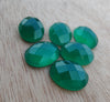 NATURAL GREEN ONYX CHECKER CUT OVAL SHAPE FLAT BACK CALIBRATED GEMSTONES, ALL SIZES AVAILABLE