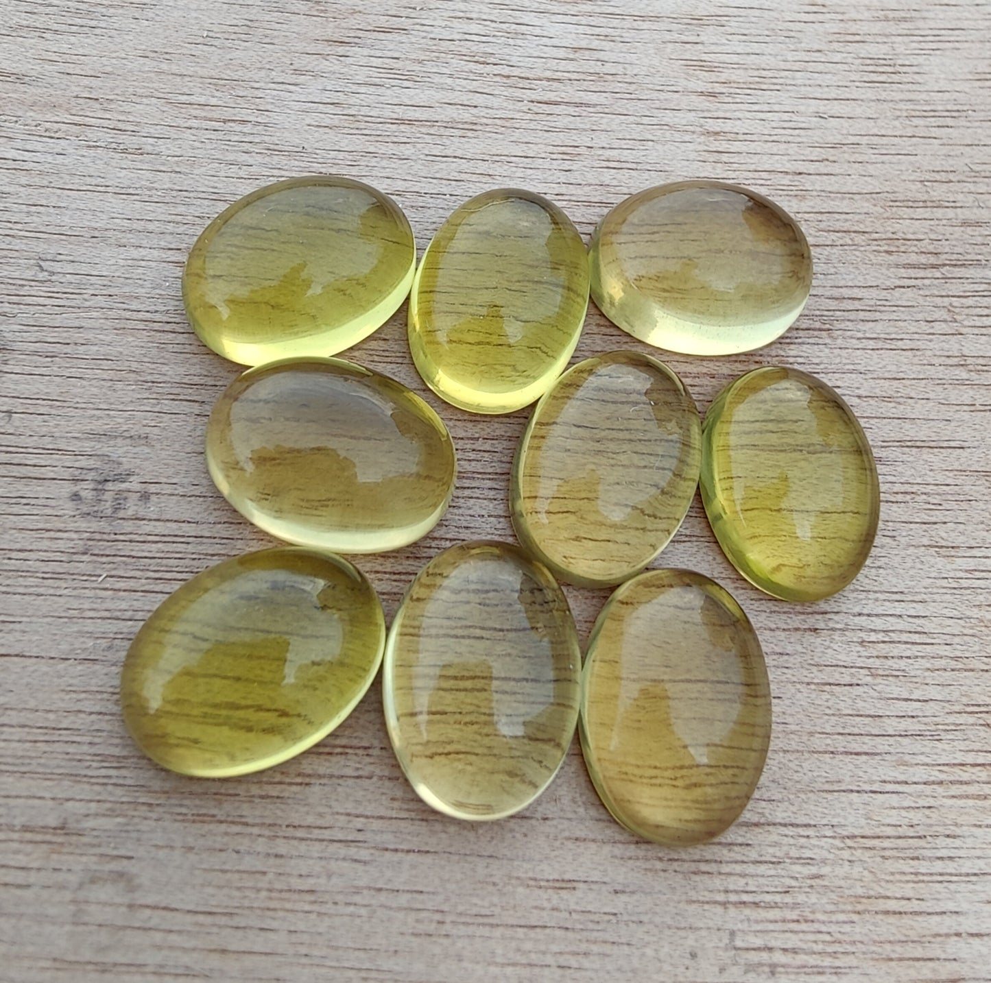 NATURAL LEMON QUARTZ CABOCHON OVAL SHAPE FLAT BACK AAA+ QUALITY CALIBRATED GEMSTONES, ALL SIZES AVAILABLE