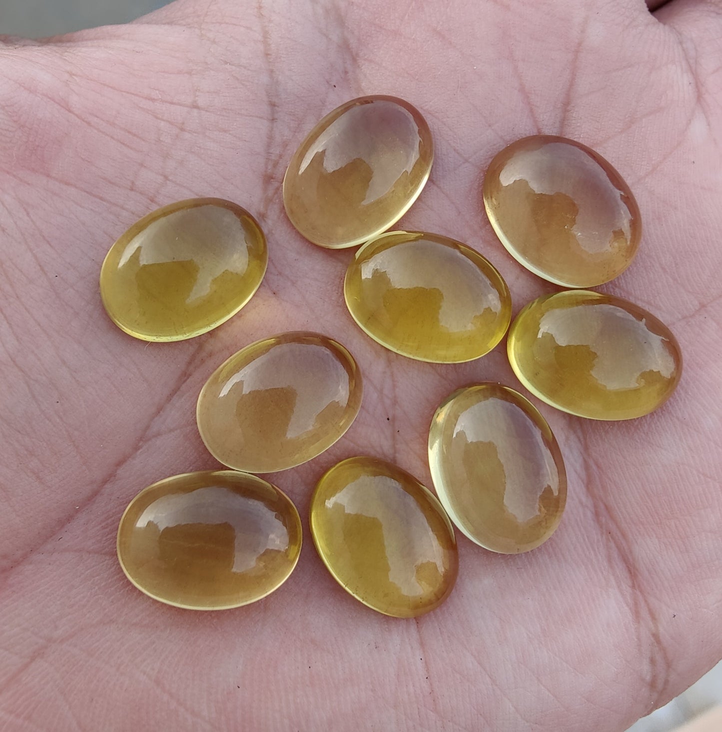 NATURAL LEMON QUARTZ CABOCHON OVAL SHAPE FLAT BACK AAA+ QUALITY CALIBRATED GEMSTONES, ALL SIZES AVAILABLE