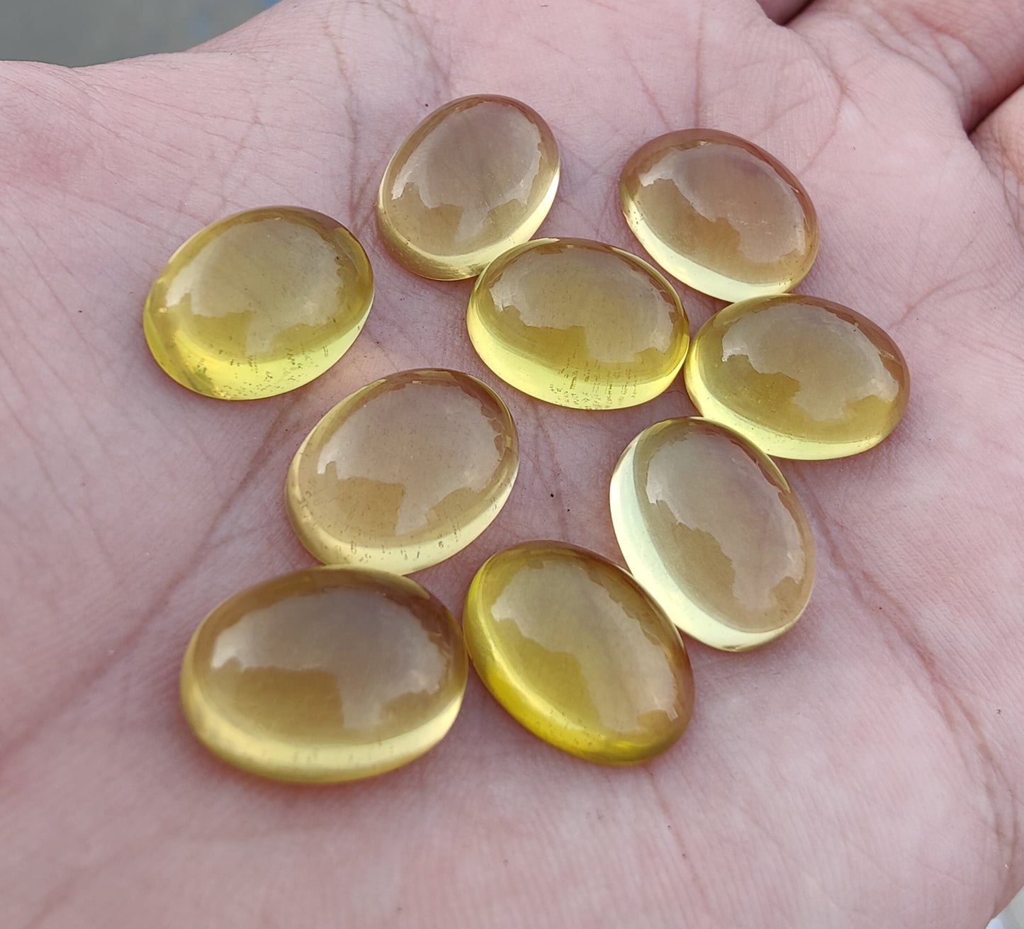 NATURAL LEMON QUARTZ CABOCHON OVAL SHAPE FLAT BACK AAA+ QUALITY CALIBRATED GEMSTONES, ALL SIZES AVAILABLE