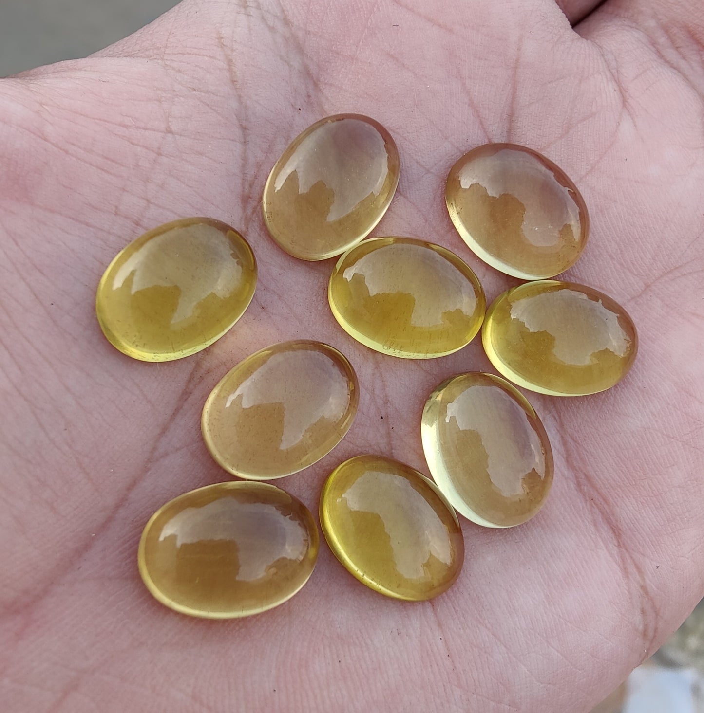 NATURAL LEMON QUARTZ CABOCHON OVAL SHAPE FLAT BACK AAA+ QUALITY CALIBRATED GEMSTONES, ALL SIZES AVAILABLE