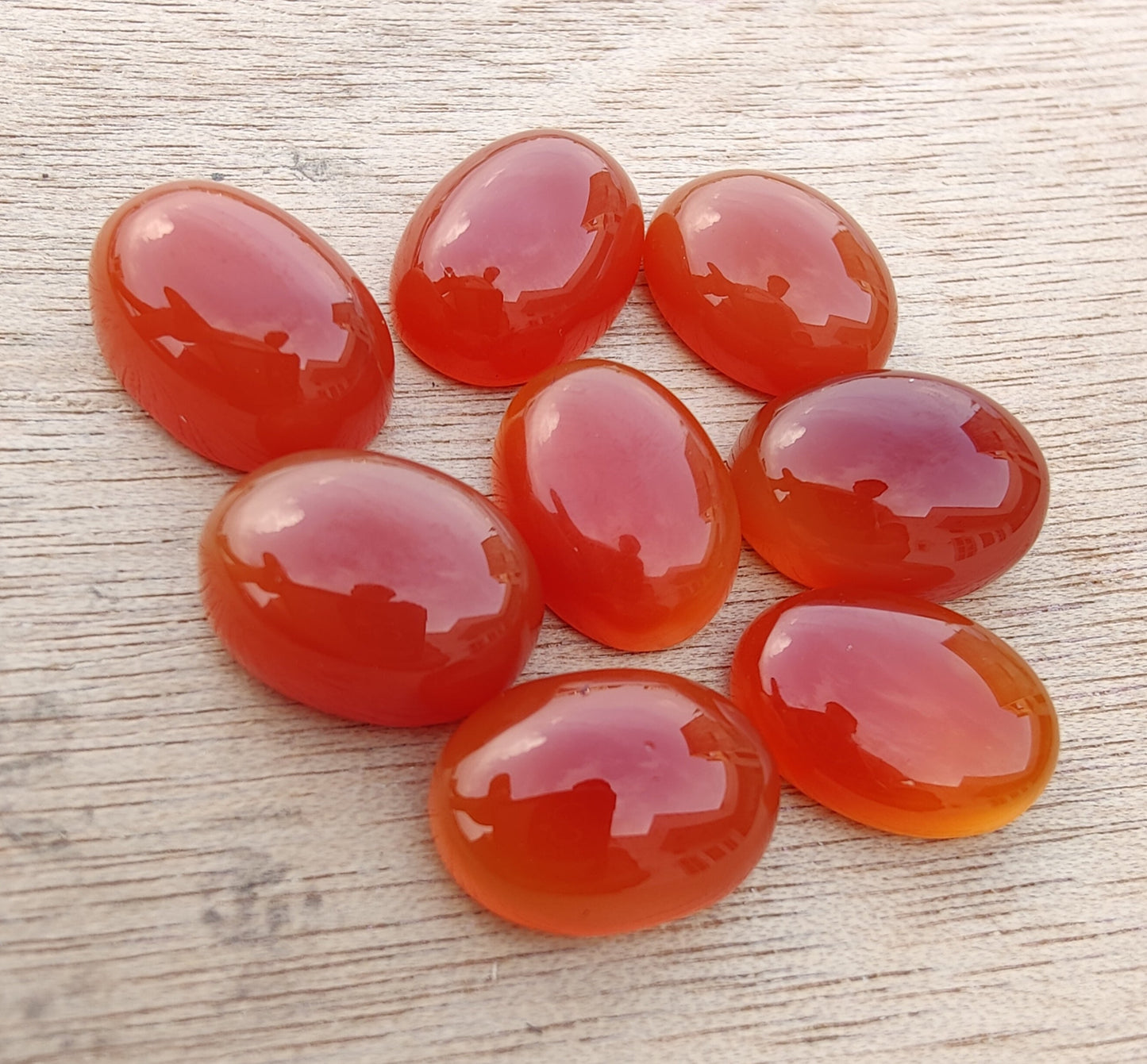 TOP QUALITY NATURAL CARNELIAN OVAL SHAPE CABOCHON FLAT BACK CALIBRATED GEMSTONES, ALL SIZES AVAILABLE
