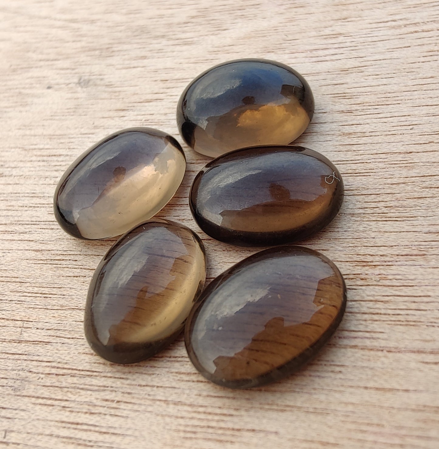 NATURAL SMOKY QUARTZ OVAL SHAPE CABOCHON FLAT BACK CALIBRATED WHOLESALE GEMSTONES, ALL SIZES AVAILABLE