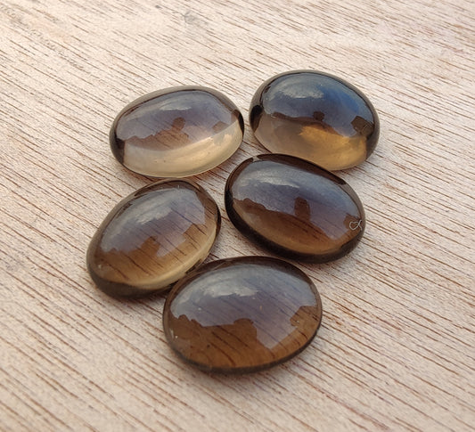 NATURAL SMOKY QUARTZ OVAL SHAPE CABOCHON FLAT BACK CALIBRATED WHOLESALE GEMSTONES, ALL SIZES AVAILABLE