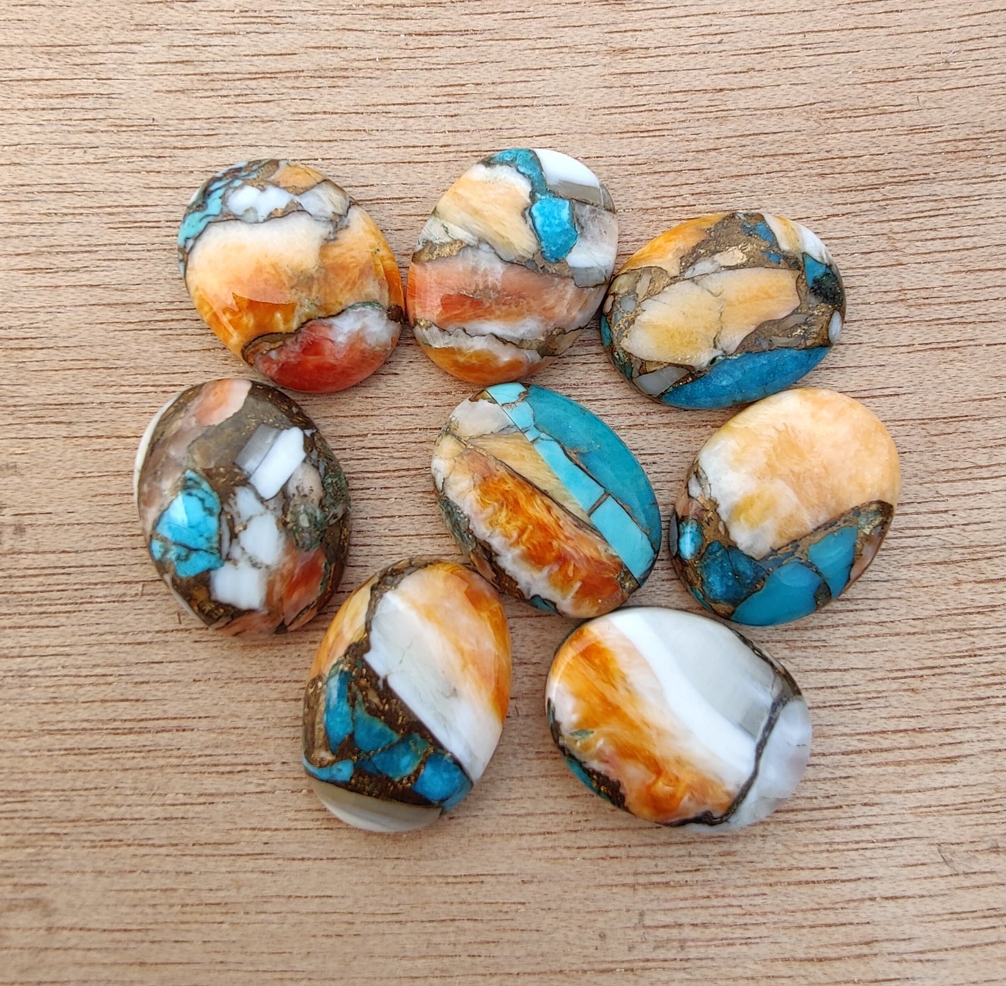 AAA+ QUALITY NATURAL SPINY OYSTER TURQUOISE OVAL SHAPE FLAT BACK CABOCHON CALIBRATED GEMSTONES, ALL SIZES AVAILABLE