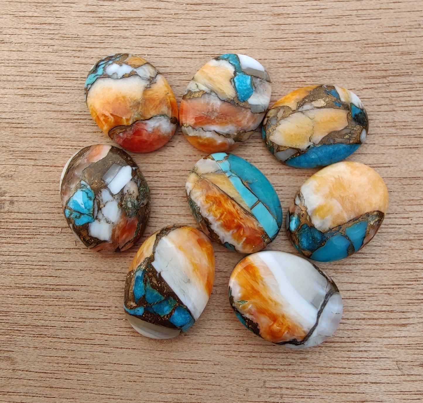AAA+ QUALITY NATURAL SPINY OYSTER TURQUOISE OVAL SHAPE FLAT BACK CABOCHON CALIBRATED GEMSTONES, ALL SIZES AVAILABLE