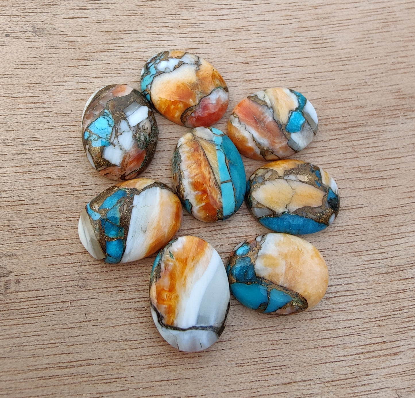AAA+ QUALITY NATURAL SPINY OYSTER TURQUOISE OVAL SHAPE FLAT BACK CABOCHON CALIBRATED GEMSTONES, ALL SIZES AVAILABLE