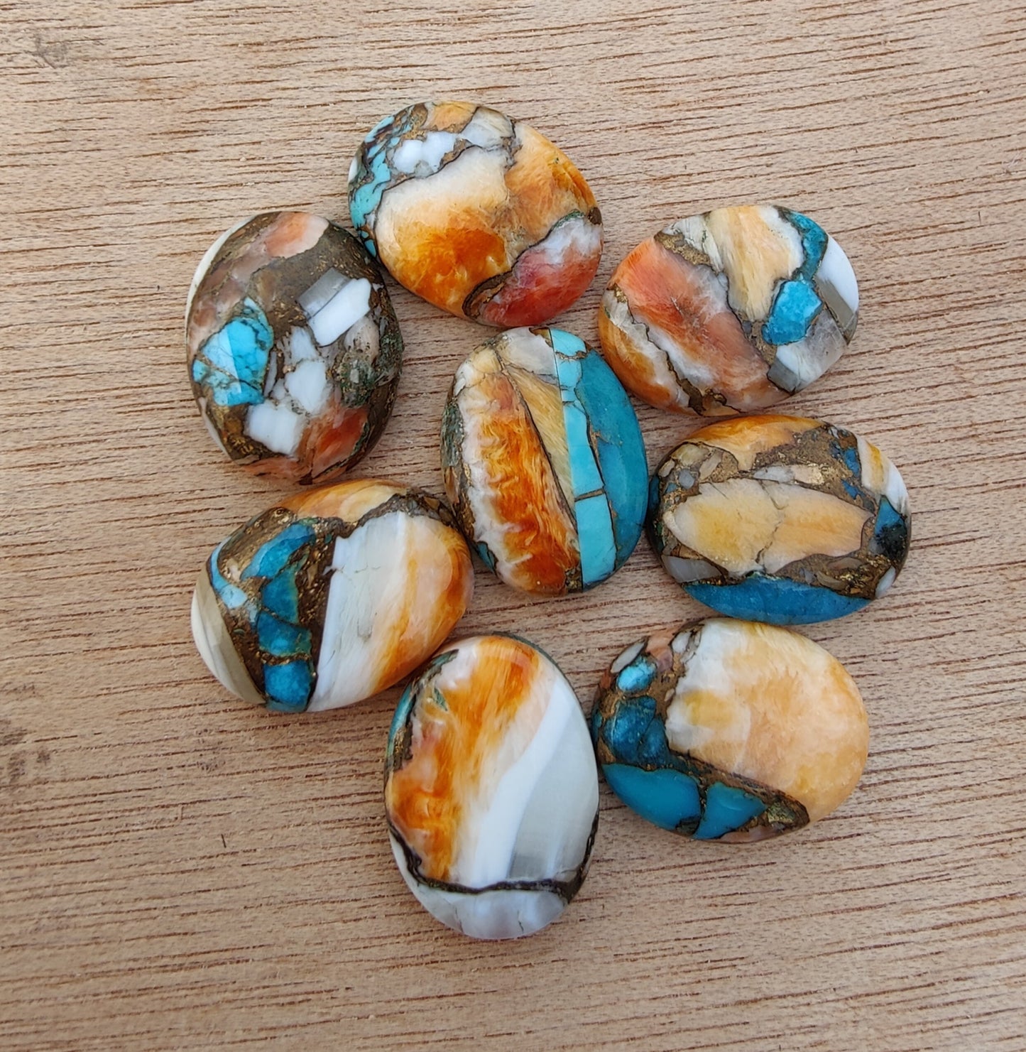 AAA+ QUALITY NATURAL SPINY OYSTER TURQUOISE OVAL SHAPE FLAT BACK CABOCHON CALIBRATED GEMSTONES, ALL SIZES AVAILABLE
