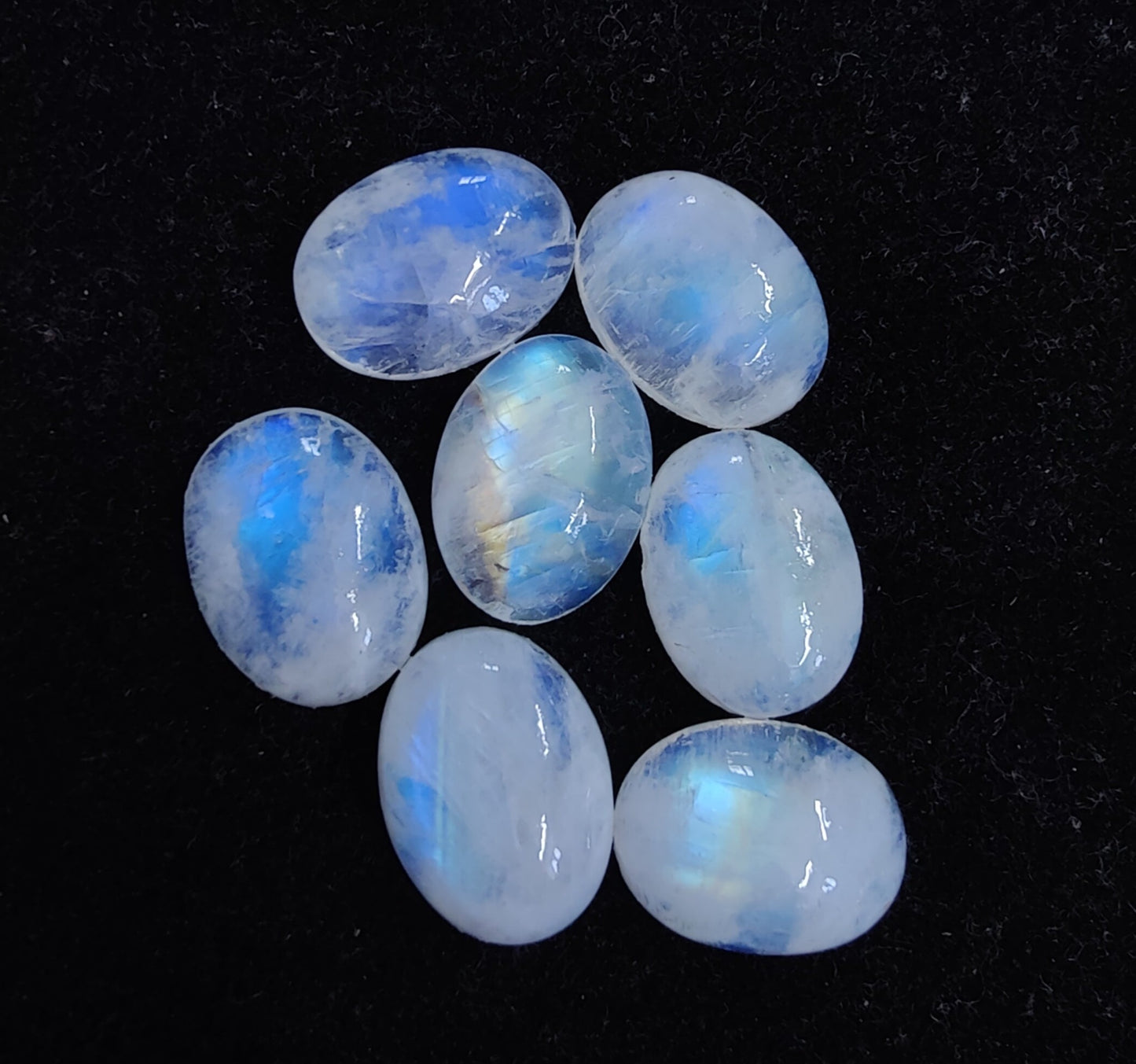 AAA+ QUALITY NATURAL RAINBOW MOONSTONE OVAL SHAPE CABOCHON FLAT BACK CALIRATED GEMSTONES, ALL SIZES AVAILABLE