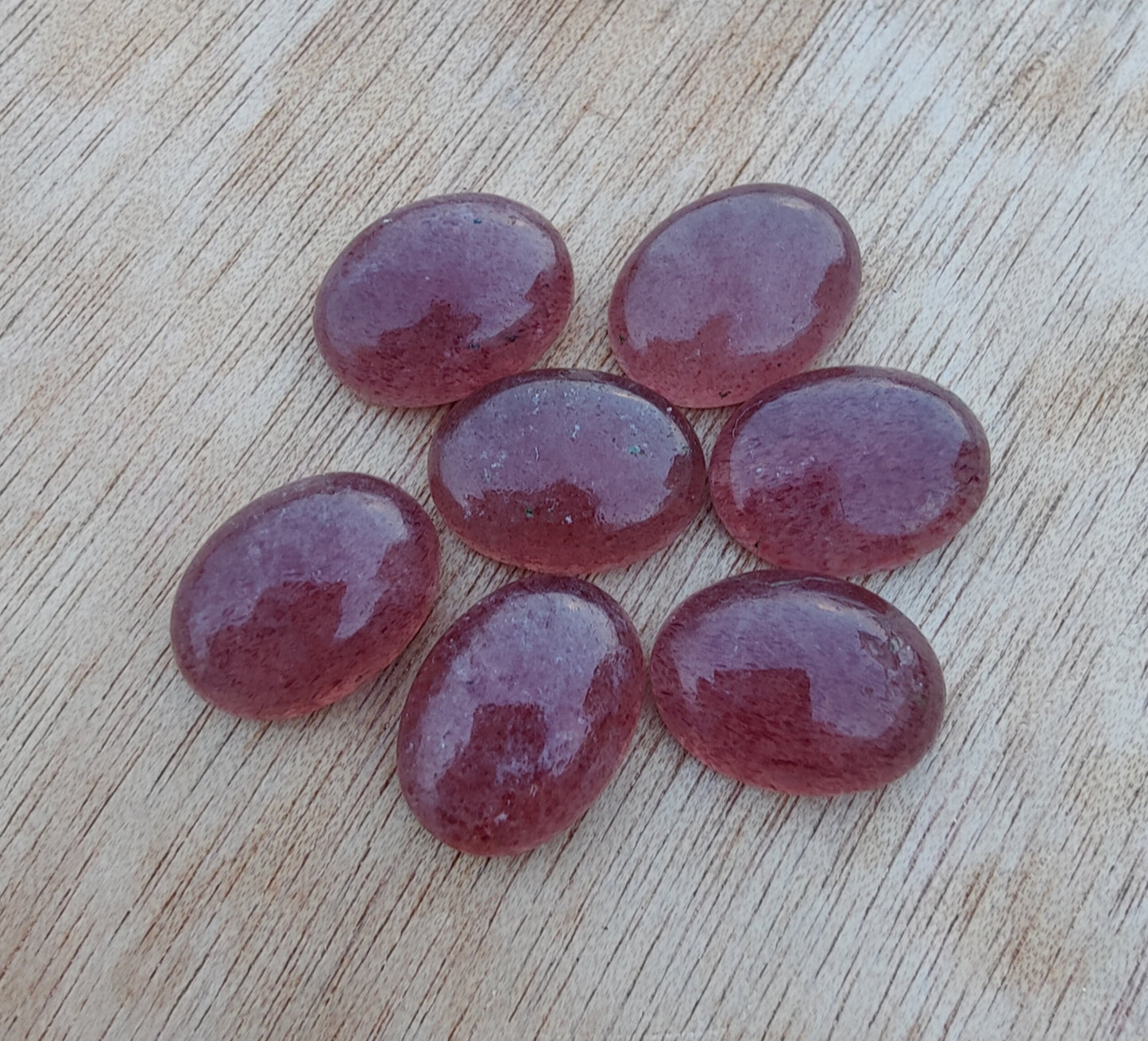 NATURAL STRAWBERRY QUARTZ OVAL SHAPE FLAT BACK CABOCHON AAA+ QUALITY CALIBRATED GEMSTONES, ALL SIZES AVAILABLE