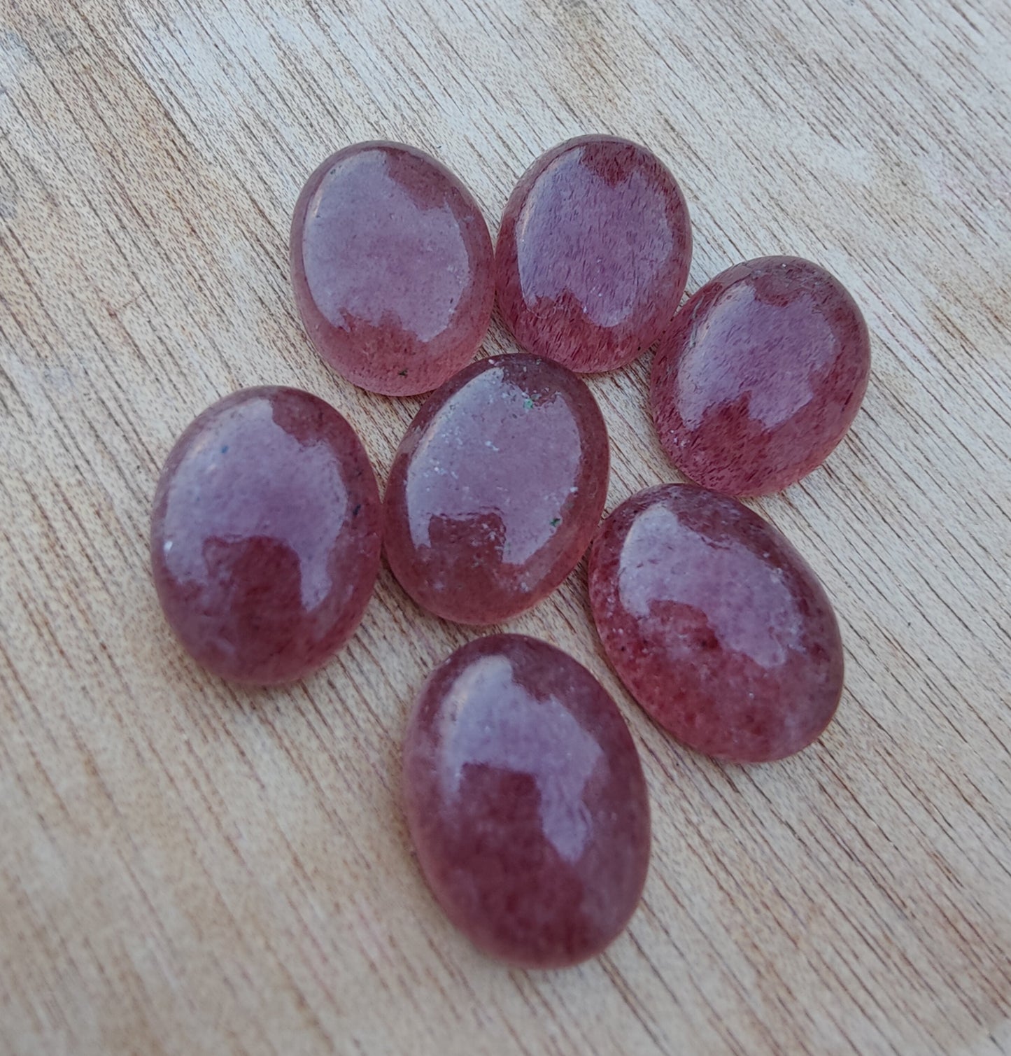 NATURAL STRAWBERRY QUARTZ OVAL SHAPE FLAT BACK CABOCHON AAA+ QUALITY CALIBRATED GEMSTONES, ALL SIZES AVAILABLE