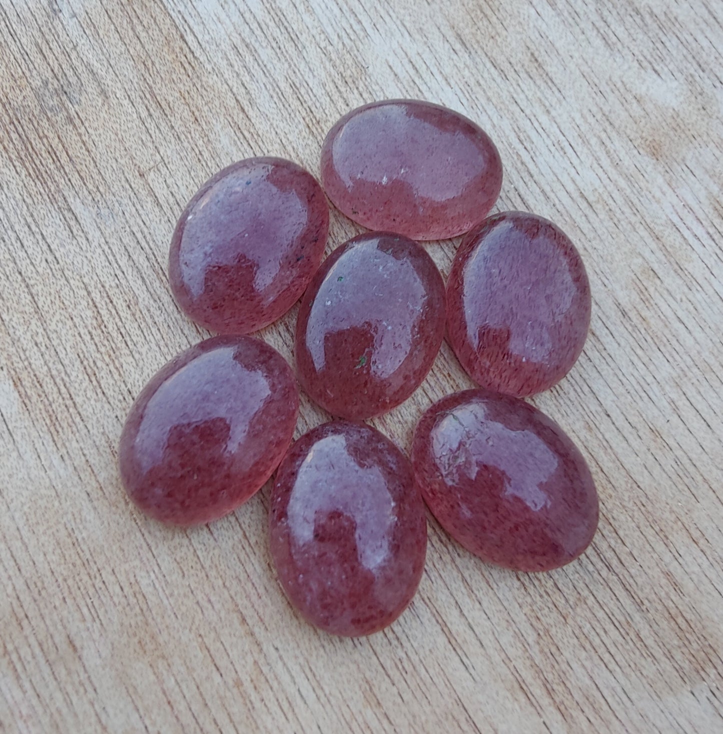NATURAL STRAWBERRY QUARTZ OVAL SHAPE FLAT BACK CABOCHON AAA+ QUALITY CALIBRATED GEMSTONES, ALL SIZES AVAILABLE