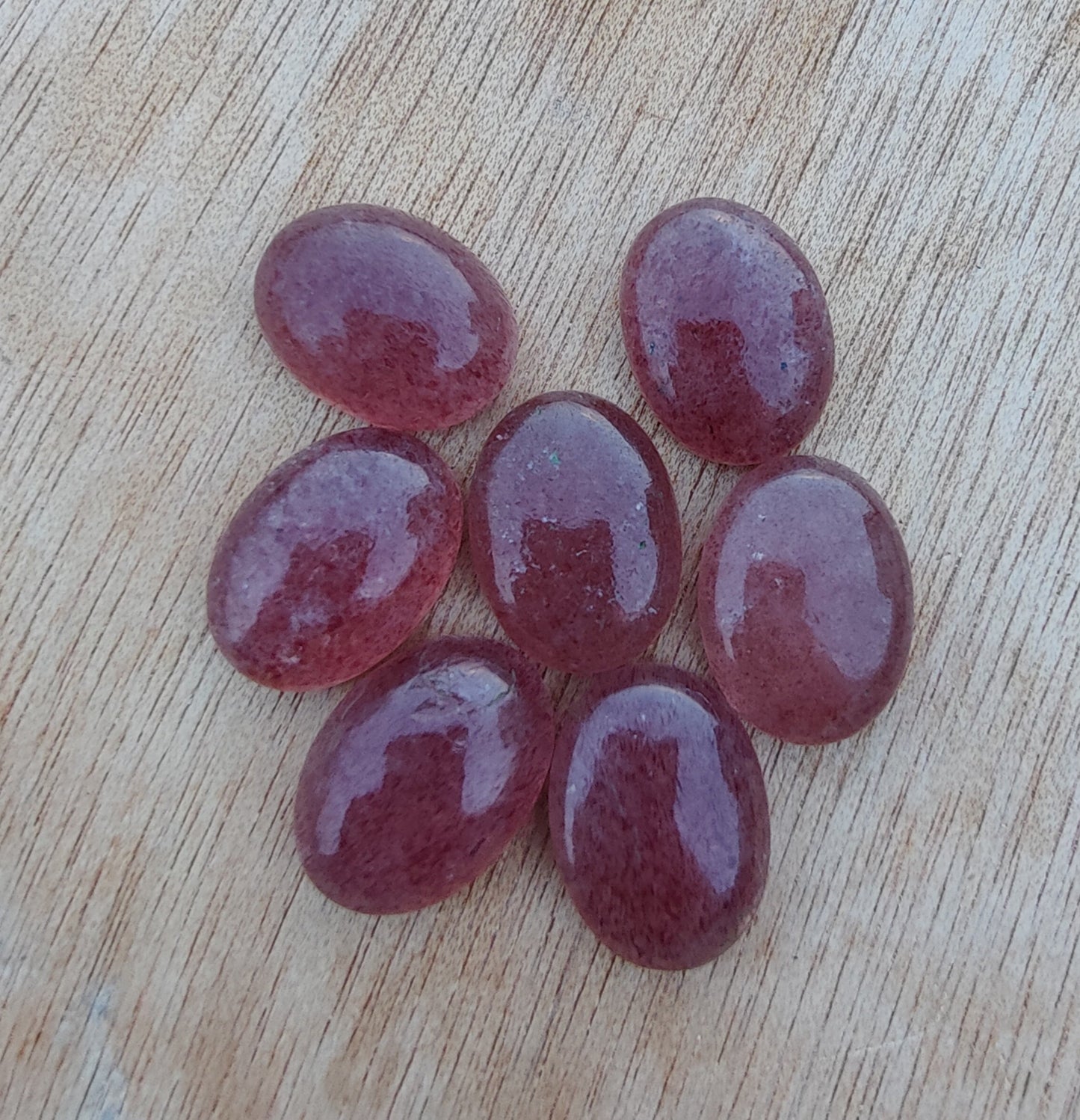 NATURAL STRAWBERRY QUARTZ OVAL SHAPE FLAT BACK CABOCHON AAA+ QUALITY CALIBRATED GEMSTONES, ALL SIZES AVAILABLE