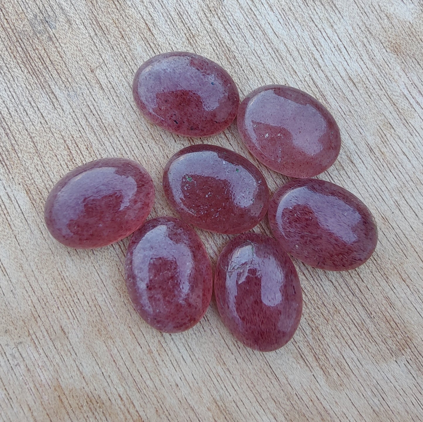 NATURAL STRAWBERRY QUARTZ OVAL SHAPE FLAT BACK CABOCHON AAA+ QUALITY CALIBRATED GEMSTONES, ALL SIZES AVAILABLE