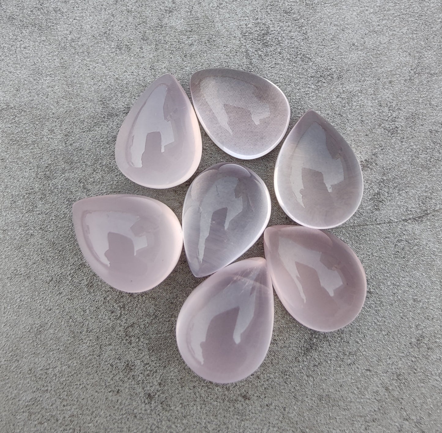 NATURAL ROSE QUARTZ TEAR DROP SHAPE CABOCHON TOP GRADE CALIBRATED GEMSTONES, ALL SIZES AVAILABLE