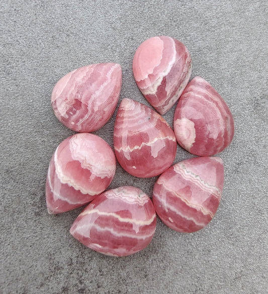 AAA+ QUALITY NATURAL RHODOCHROSITE TEAR DROP SHAPE CABOCHON FLAT BACK PEAR SHAPE CALIBRATED GEMSTONES