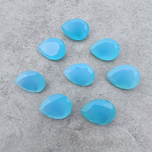 AAA+ QUALITY NATURAL CHALCEDONY FACETED CUT TEARDROP SHAPE CALIBRATED PEAR SHAPE GEMSTONES, ALL SIZES AVAILABLE