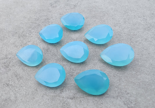 AAA+ QUALITY NATURAL CHALCEDONY FACETED CUT TEARDROP SHAPE CALIBRATED PEAR SHAPE GEMSTONES, ALL SIZES AVAILABLE