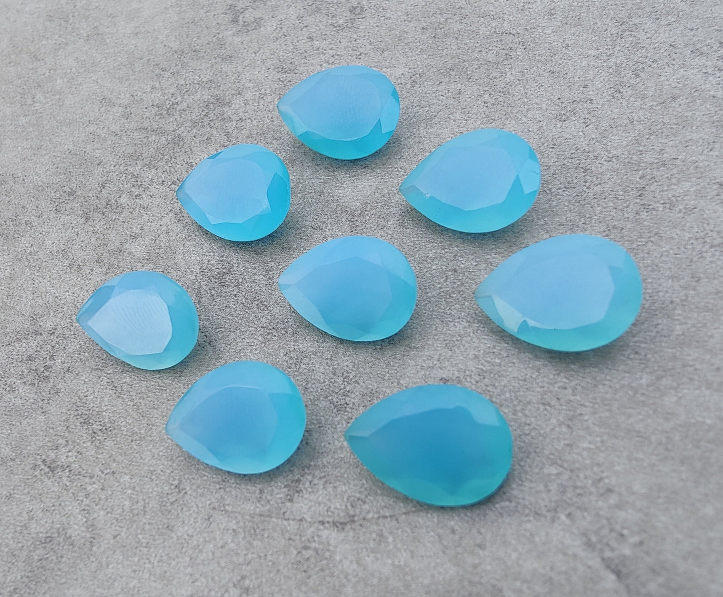 AAA+ QUALITY NATURAL CHALCEDONY FACETED CUT TEARDROP SHAPE CALIBRATED PEAR SHAPE GEMSTONES, ALL SIZES AVAILABLE