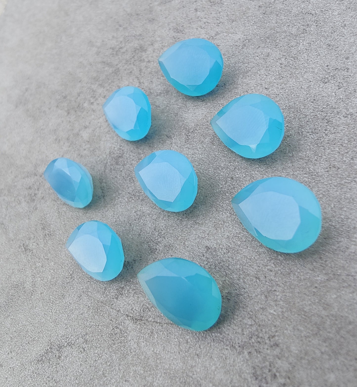 AAA+ QUALITY NATURAL CHALCEDONY FACETED CUT TEARDROP SHAPE CALIBRATED PEAR SHAPE GEMSTONES, ALL SIZES AVAILABLE