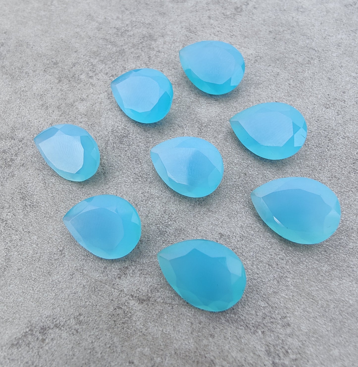 AAA+ QUALITY NATURAL CHALCEDONY FACETED CUT TEARDROP SHAPE CALIBRATED PEAR SHAPE GEMSTONES, ALL SIZES AVAILABLE