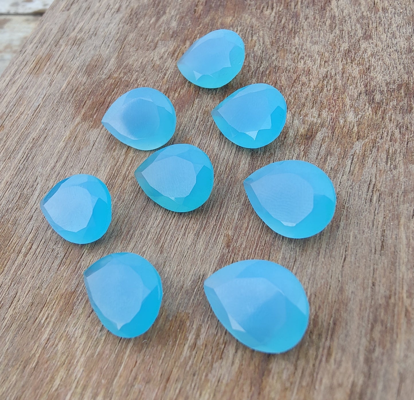 AAA+ QUALITY NATURAL CHALCEDONY FACETED CUT TEARDROP SHAPE CALIBRATED PEAR SHAPE GEMSTONES, ALL SIZES AVAILABLE