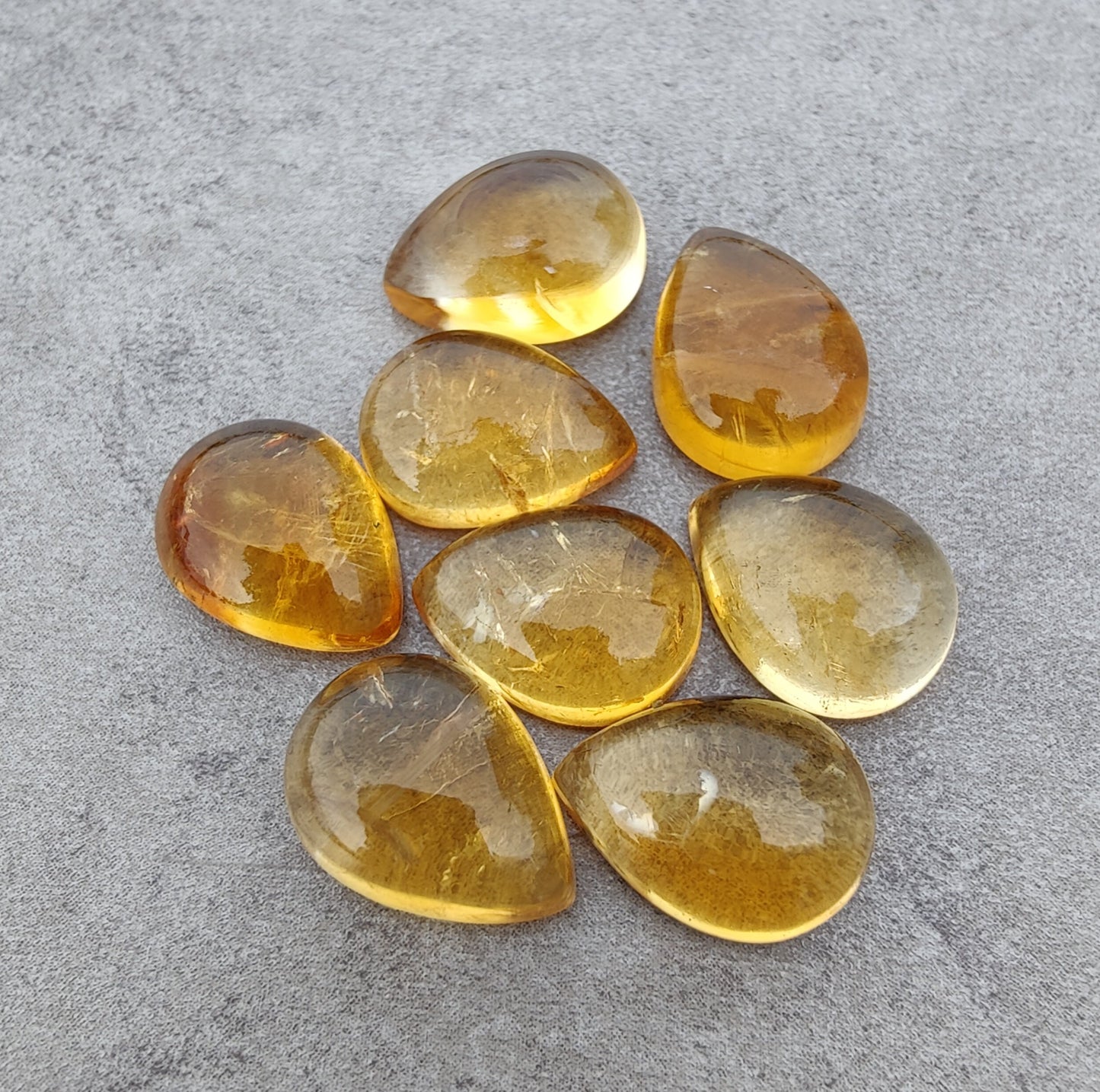 IAAA+ QUALITY NATURAL CITRINE TEARDROP CABOCHON FLAT BACK CALIBRATED GEMSTONES, ALL SIZES AVAILABLE
