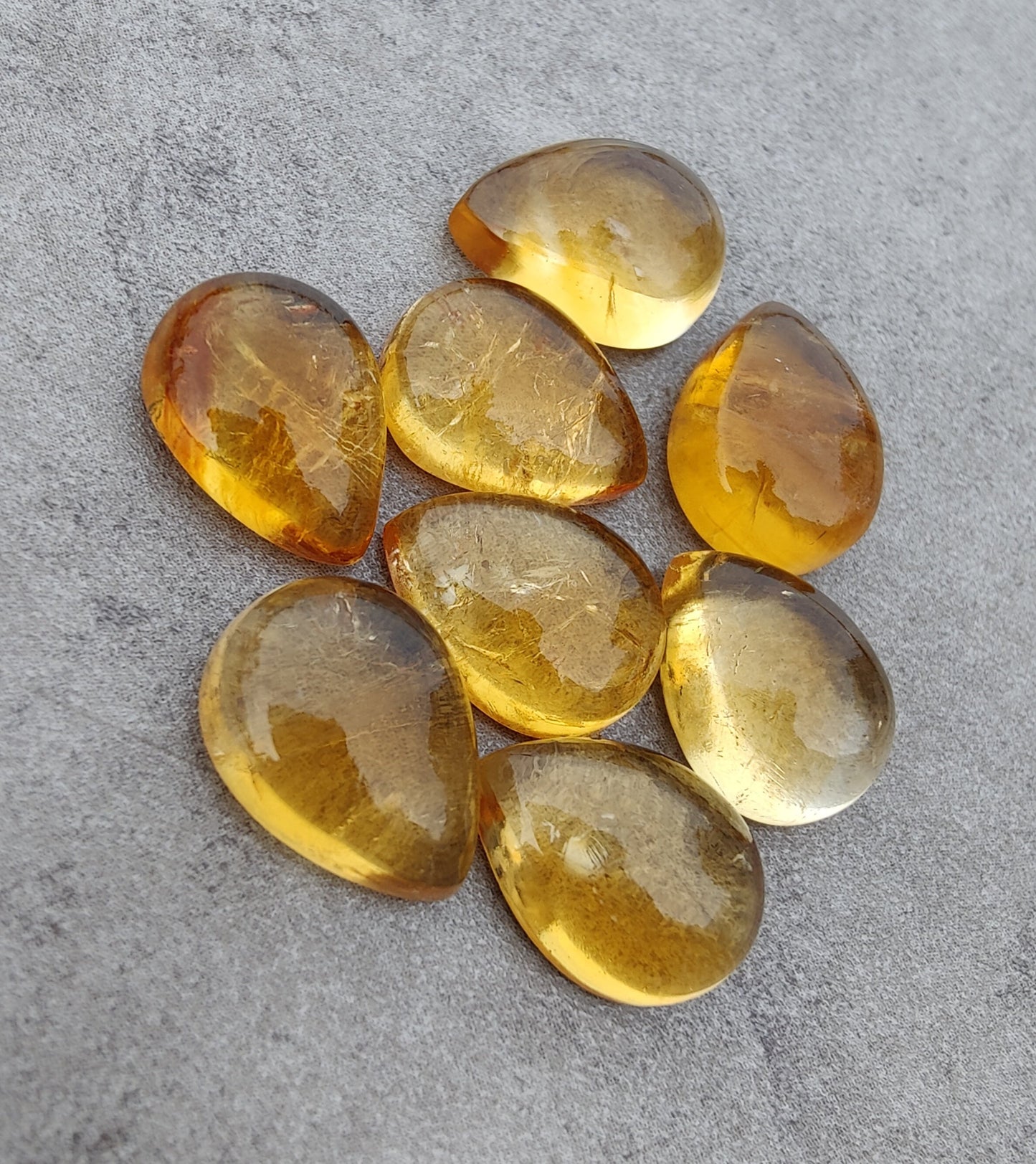 IAAA+ QUALITY NATURAL CITRINE TEARDROP CABOCHON FLAT BACK CALIBRATED GEMSTONES, ALL SIZES AVAILABLE