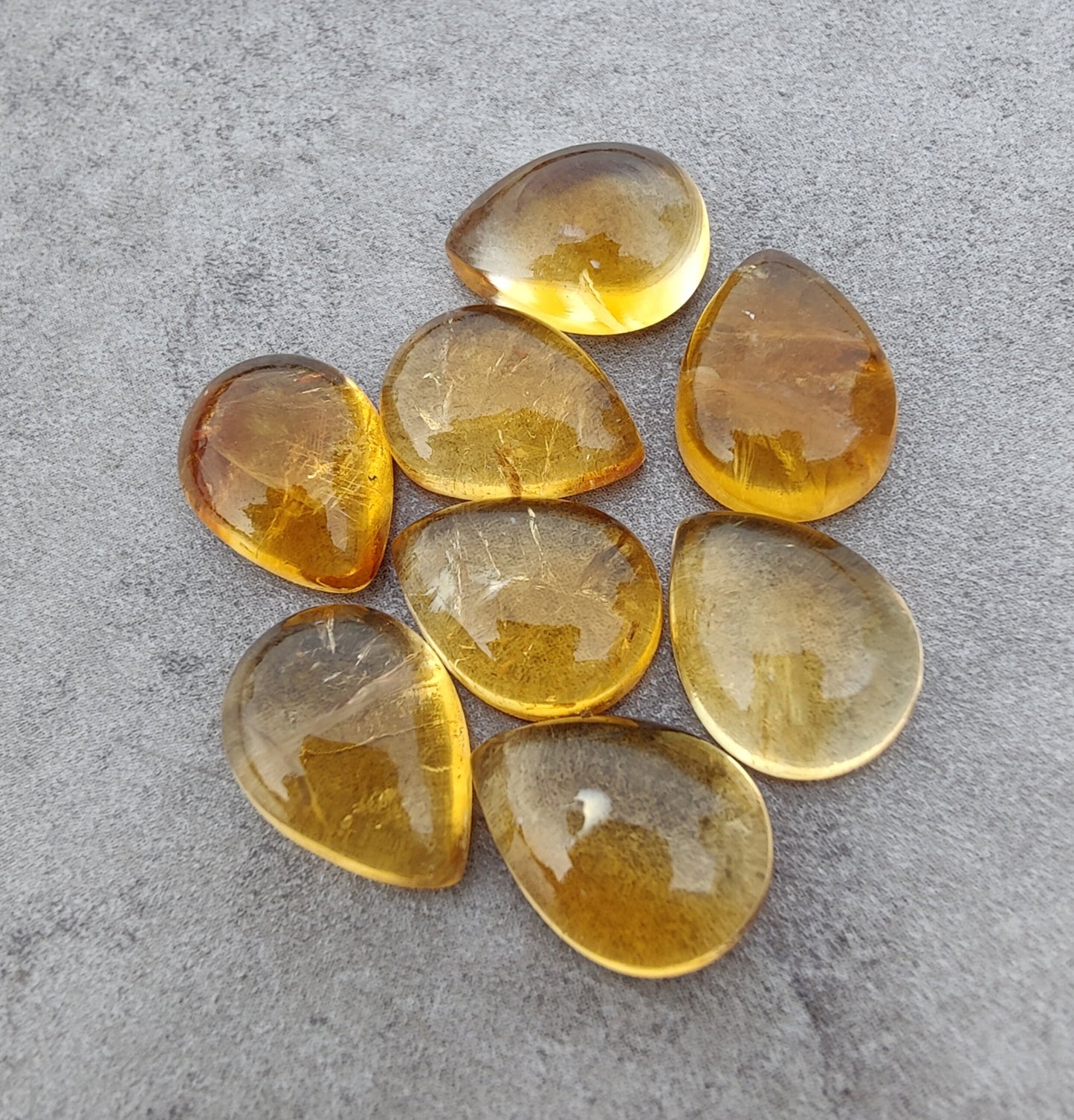 IAAA+ QUALITY NATURAL CITRINE TEARDROP CABOCHON FLAT BACK CALIBRATED GEMSTONES, ALL SIZES AVAILABLE