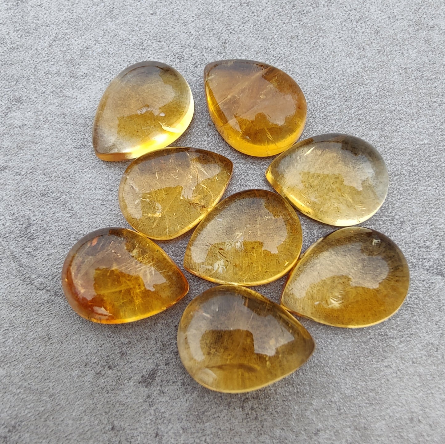 IAAA+ QUALITY NATURAL CITRINE TEARDROP CABOCHON FLAT BACK CALIBRATED GEMSTONES, ALL SIZES AVAILABLE