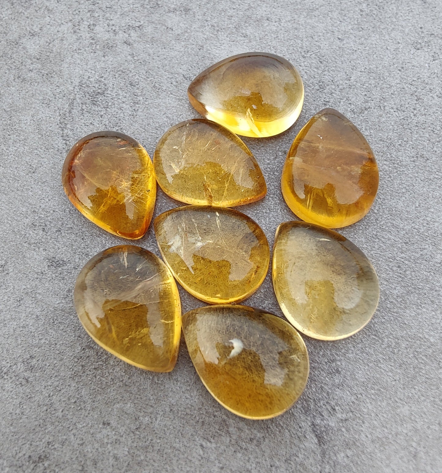 IAAA+ QUALITY NATURAL CITRINE TEARDROP CABOCHON FLAT BACK CALIBRATED GEMSTONES, ALL SIZES AVAILABLE