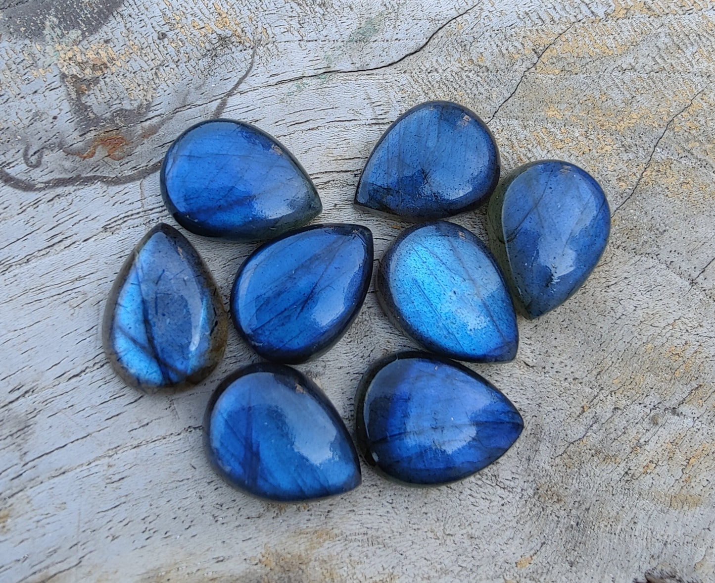 AAA+ QUALITY NATURAL LABRADORITE CABOCHON FLAT BACK TEARDROP SHAPE CALIBRATED PEAR SHAPE GEMSTONES, ALL SIZES AVAILABLE