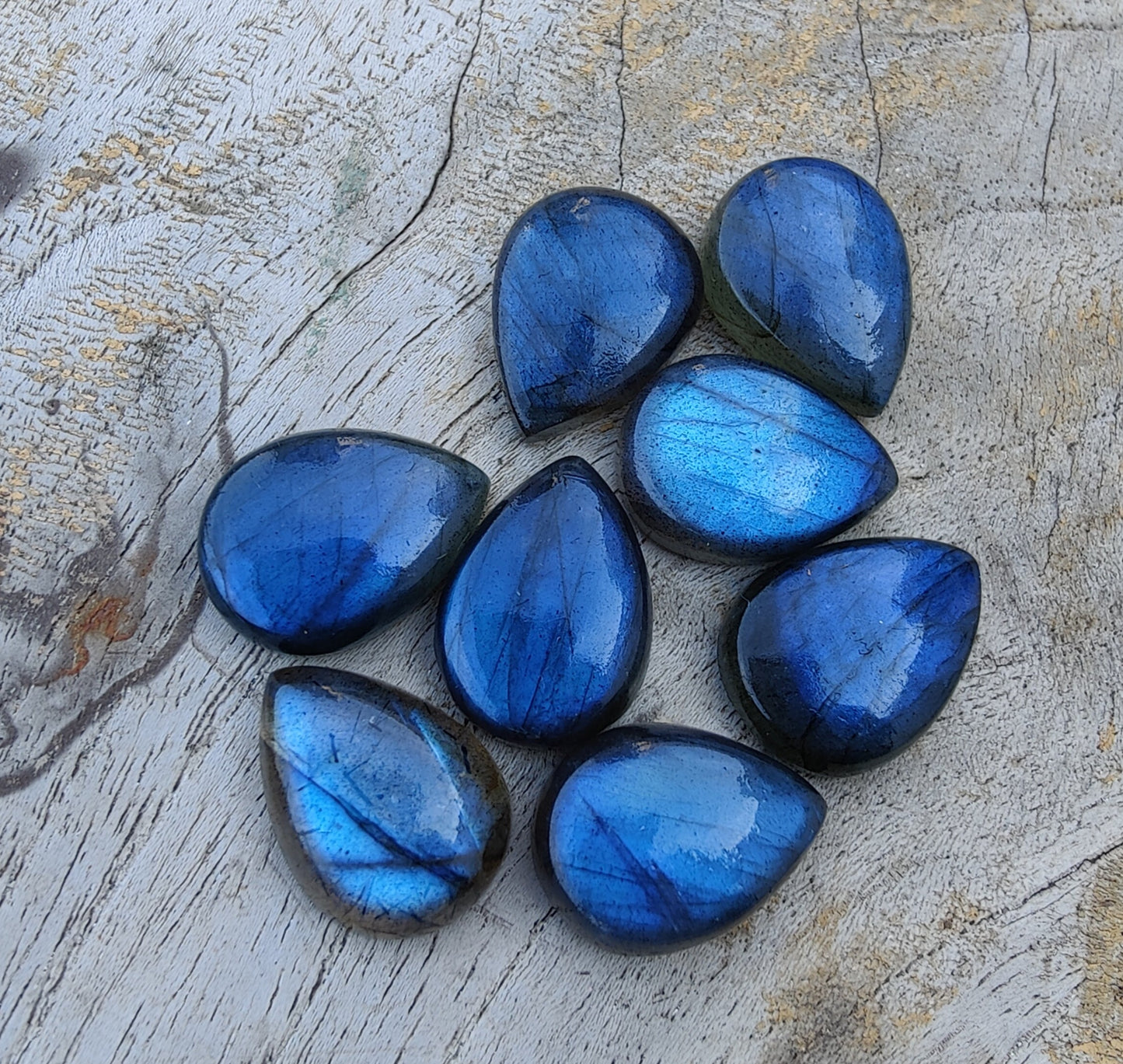 AAA+ QUALITY NATURAL LABRADORITE CABOCHON FLAT BACK TEARDROP SHAPE CALIBRATED PEAR SHAPE GEMSTONES, ALL SIZES AVAILABLE