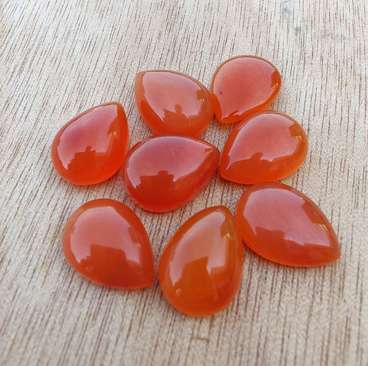 NATURAL CARNELIAN PEAR SHAPE CABOCHON FLAT BACK TEARDROP SHAPE CALIBRATED GEMSTONES, ALL SIZES AVAILBALE