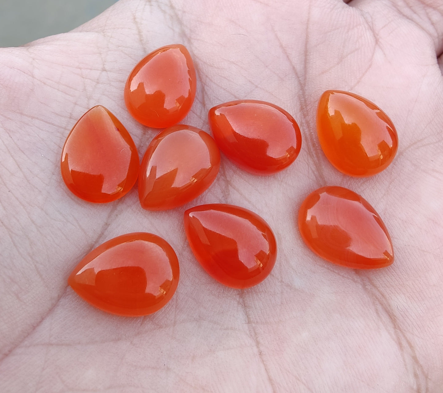 NATURAL CARNELIAN PEAR SHAPE CABOCHON FLAT BACK TEARDROP SHAPE CALIBRATED GEMSTONES, ALL SIZES AVAILBALE