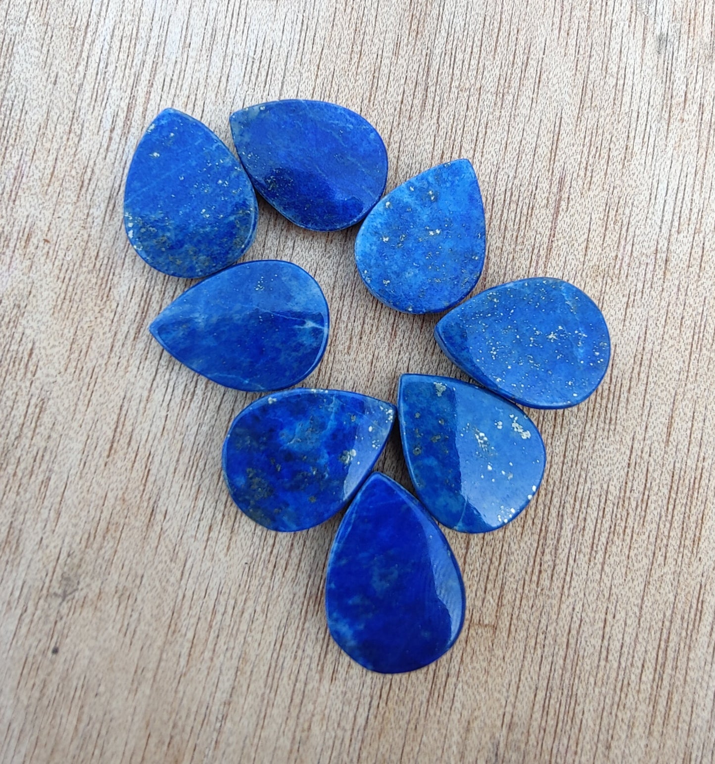 AAA+ QUALITY NATURAL LAPIS LAZULI TEARDROP COIN SHAPE BOTH SIDE FLAT BACK CALIBRATED PEAR SHAPE GEMSTONES, ALL SIZES AVAILABLE