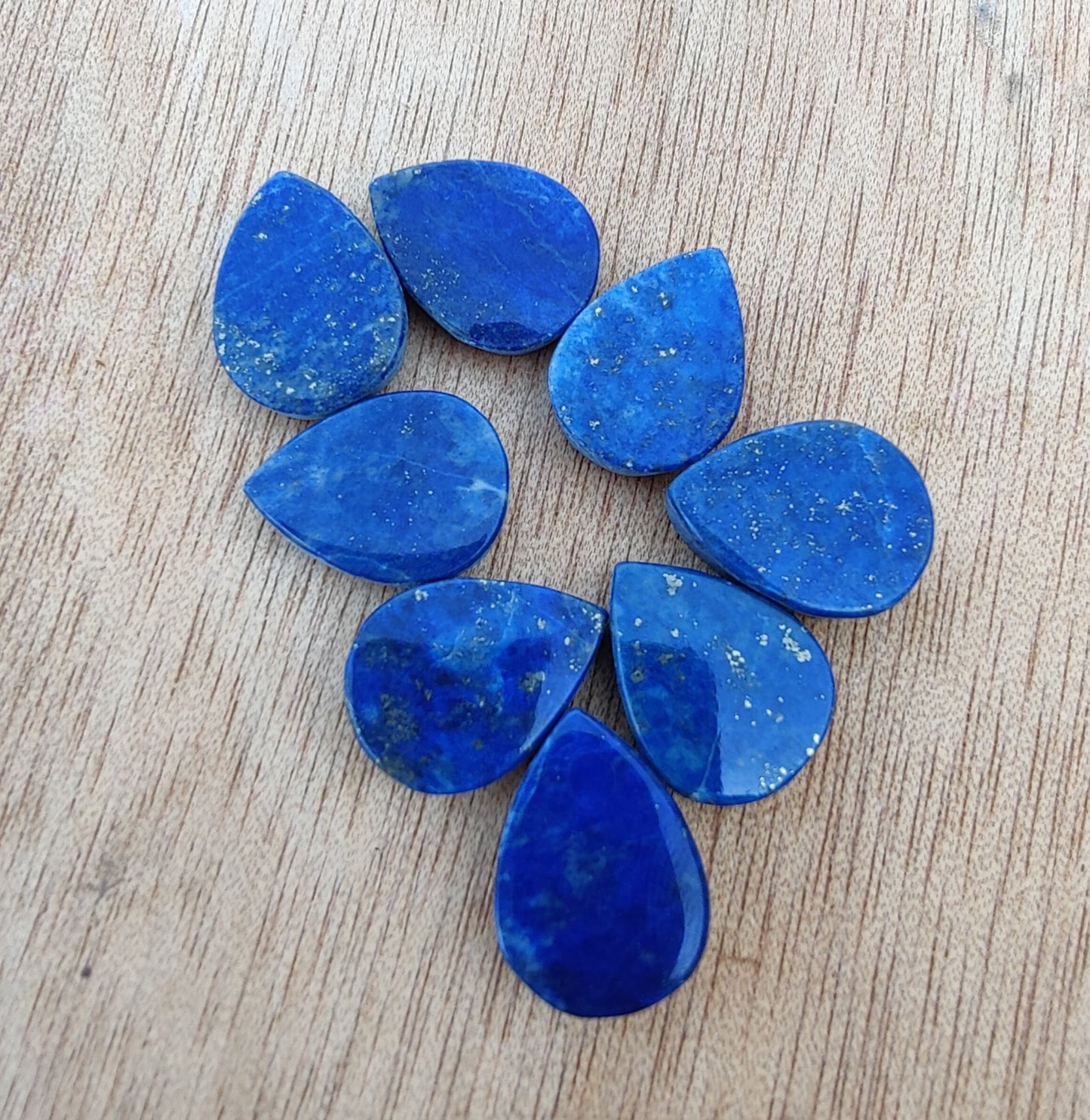 AAA+ QUALITY NATURAL LAPIS LAZULI TEARDROP COIN SHAPE BOTH SIDE FLAT BACK CALIBRATED PEAR SHAPE GEMSTONES, ALL SIZES AVAILABLE