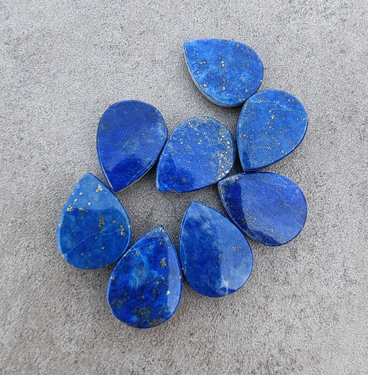 AAA+ QUALITY NATURAL LAPIS LAZULI TEARDROP COIN SHAPE BOTH SIDE FLAT BACK CALIBRATED PEAR SHAPE GEMSTONES, ALL SIZES AVAILABLE