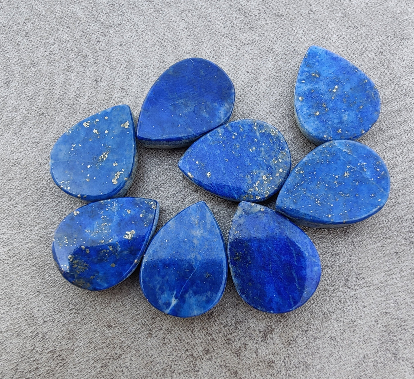 AAA+ QUALITY NATURAL LAPIS LAZULI TEARDROP COIN SHAPE BOTH SIDE FLAT BACK CALIBRATED PEAR SHAPE GEMSTONES, ALL SIZES AVAILABLE