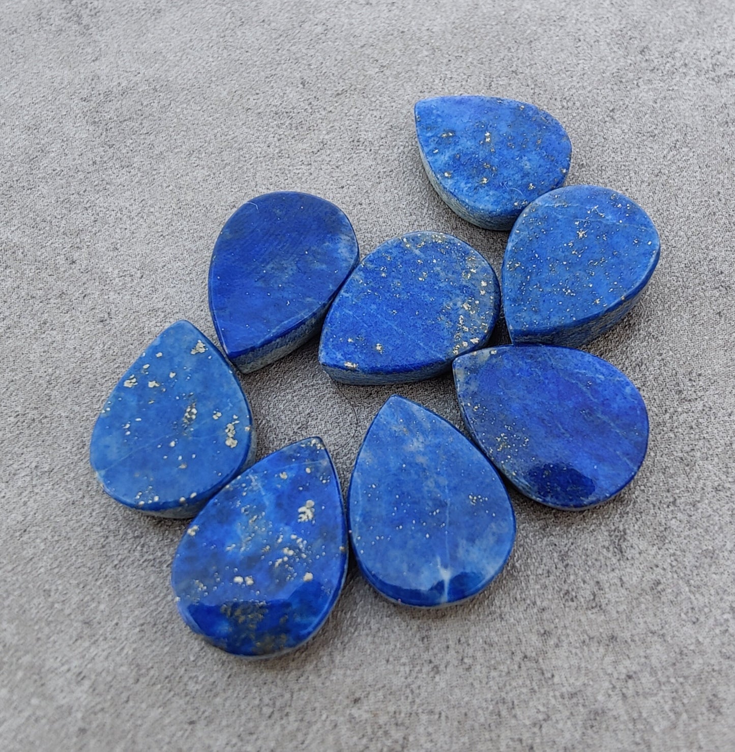 AAA+ QUALITY NATURAL LAPIS LAZULI TEARDROP COIN SHAPE BOTH SIDE FLAT BACK CALIBRATED PEAR SHAPE GEMSTONES, ALL SIZES AVAILABLE