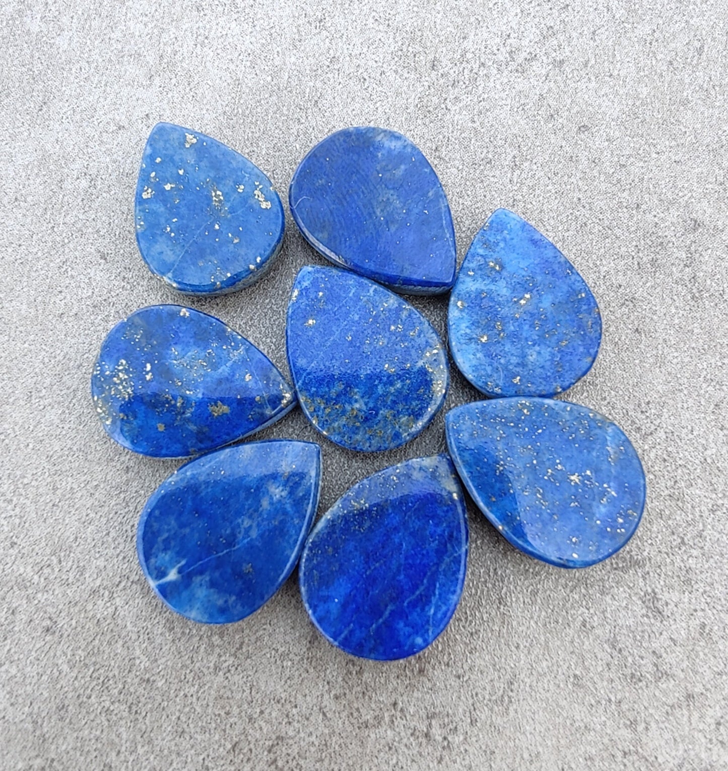 AAA+ QUALITY NATURAL LAPIS LAZULI TEARDROP COIN SHAPE BOTH SIDE FLAT BACK CALIBRATED PEAR SHAPE GEMSTONES, ALL SIZES AVAILABLE